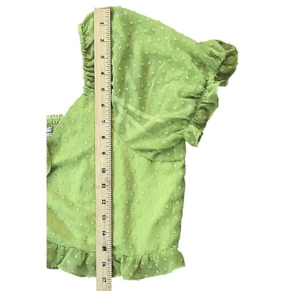 BCBGeneration Clip-Dot Front Knot Ruffled Crop Top Women's Large - Picture 2 of 6